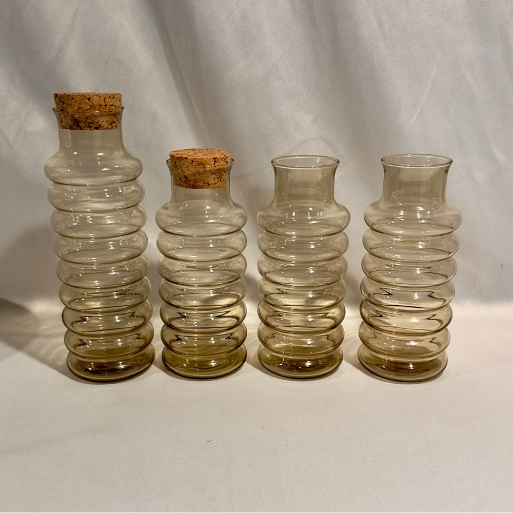 Mid-Century Holmegaard Primula Kitchen Canisters Jacob Bang Brown Smoked Glass